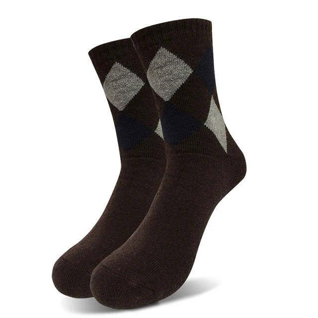 5 пар/компл. теплые хлопковые флисовые зимние носки Для мужчин теплая одежда Argyle Sokken мужской высокой Повседневное Бизнес Блаце серый Толщина носки - Цвет: coffee