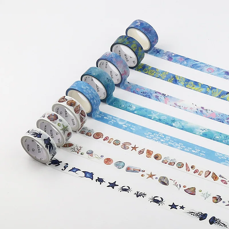 

1.5cm 5m 1 pcs under sea Shell coral wave 8 style choose washi tape Adhesive DIY Scrapbook Sticker Label Masking home decor