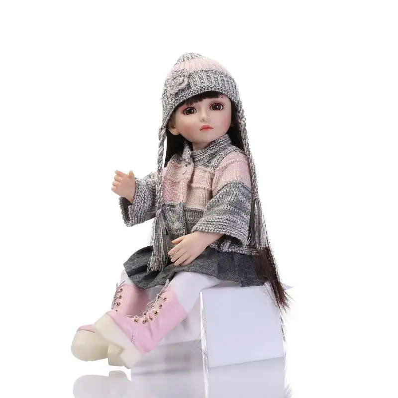 Nicery 16 дюймов 40 см БЖД шаровой шарнир Кукла девочка полной высокой винил Рождественская игрушка, подарок для детей фиолетовый свитер