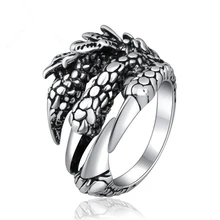 

RONERAI Vintage Punk Gothic Dragon Claw Ring Men Evil Flower Devil Talon Thai Silver 925 Rings For Women Mens Party Jewelry Gift