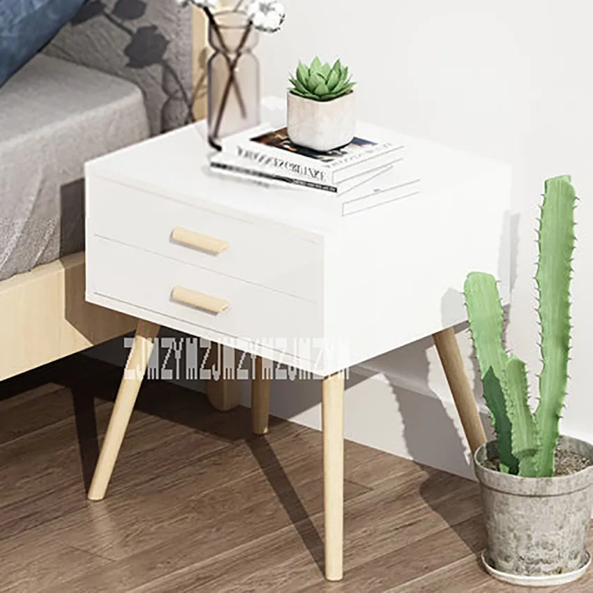 077 طاولة ليلية الحديثة بسيطة Bedstand 2-درج خزانة بجوار السرير الصغيرة البسيطة نوم تخزين الشاي القهوة الجدول منضدة الزان الساق
