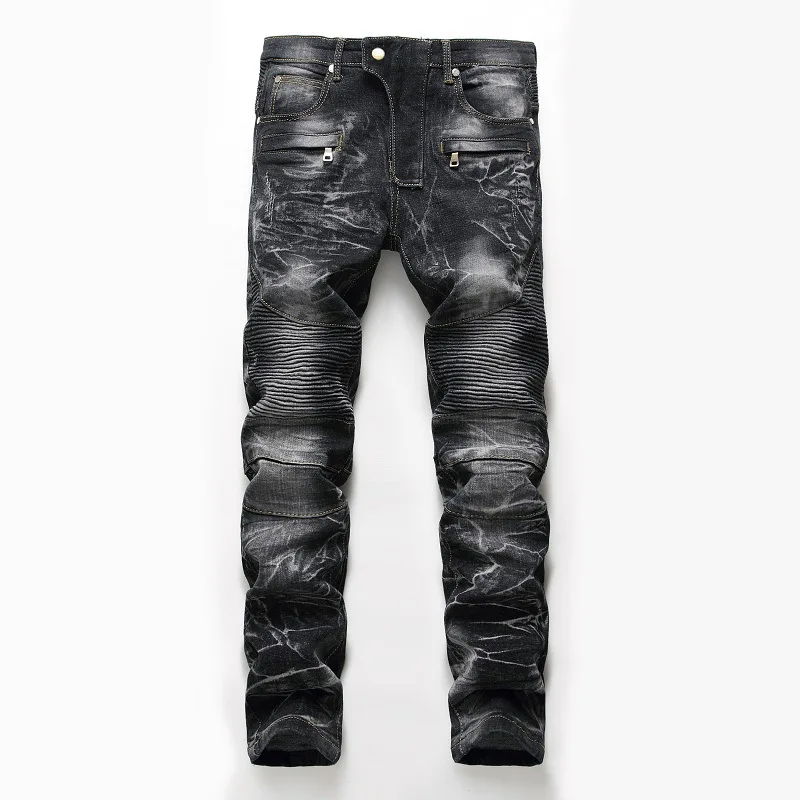 Goedkoop Nieuw Merk Mens Sneeuw Designer Fashion Slim Skinny Moto Biker Casual Jeans Straight Motorfiets Jeans Mannen Vernietigd Denim Broek