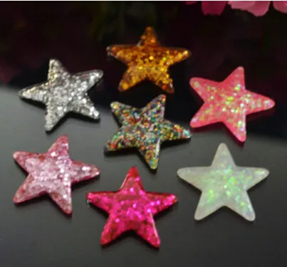 

New arrival 25pcs/lot flatback star with glitter for children hair accessories phone home decoration resin cabochons