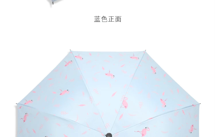 Becautiful Фламинго 3 складной зонтик Женский анти УФ Защита от солнца Зонты ветрозащитный черное покрытие 8 к Зонты