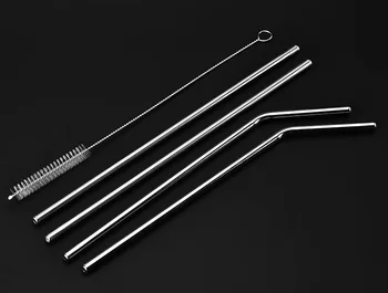 

50sets 5pcs/set Stainless Steel Straight/Bent Drinking Straws with Cleaning Brush in Retail Package wen6518