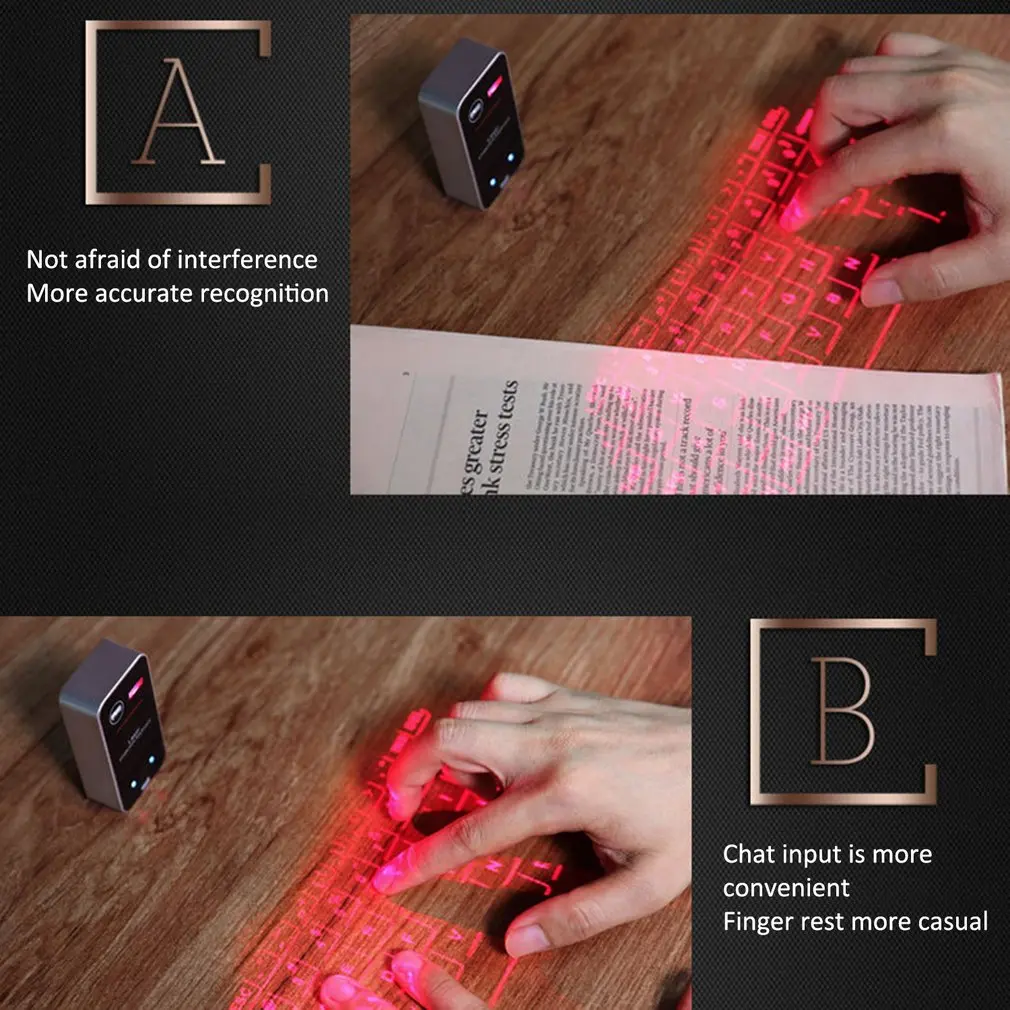 Wireless Laser Virtual Projection Keyboard Laser English QWERTY Keyboard Portable for Smart Phone Tablet PC