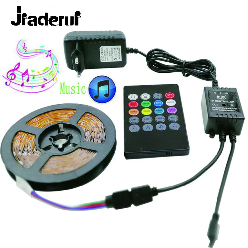 #Best Jiaderui LED Strip Light RGB SMD 5050 AC 220V 5m DC 12V LEDs Light Tape Diode Waterproof 30leds m Flexible Strip Power Full Set