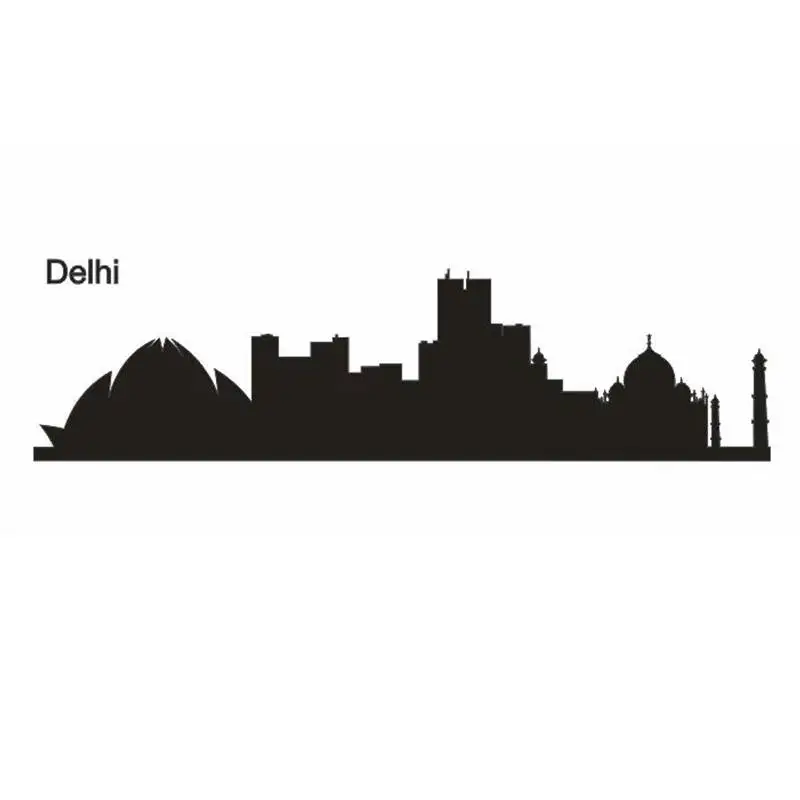 Delhi Del Horizonte De La Etiqueta De La Ciudad Adhesivos De Pared