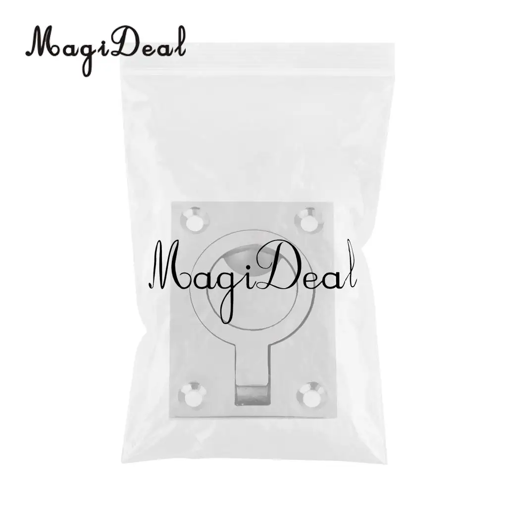 MagiDeal New Durable Stainless Steel Boat Hatch Latch Cabinet Flush Mount Ring Pull Handle 62x43mm Marine Surfing Hardware Acce