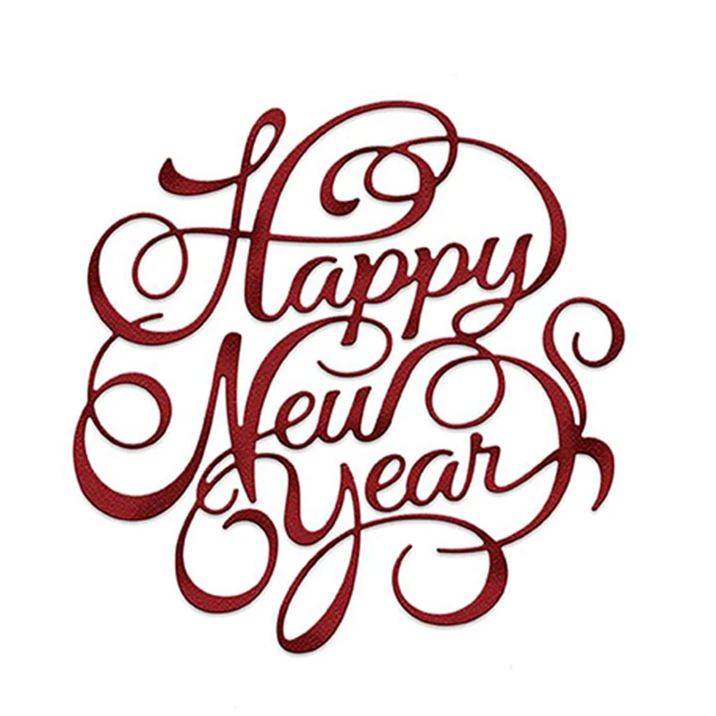 HamyHo Happy New Year Words Frame Stencils Metal Cutting Die Decorative Scrapbooking For DIY 