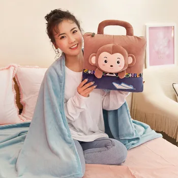 

2019 20styles Sofa Back Cushion Cartoon Animals Plush Creative Winter Soft Stuffed Plush Pillow Air Conditioning Blanket Inside