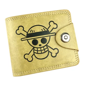 

Anime One Piece Wallet Japanese Animation Card Holder Purse with Zipper Coin Pocket Gifts Kids Boy Girl PU Leather Short Wallets