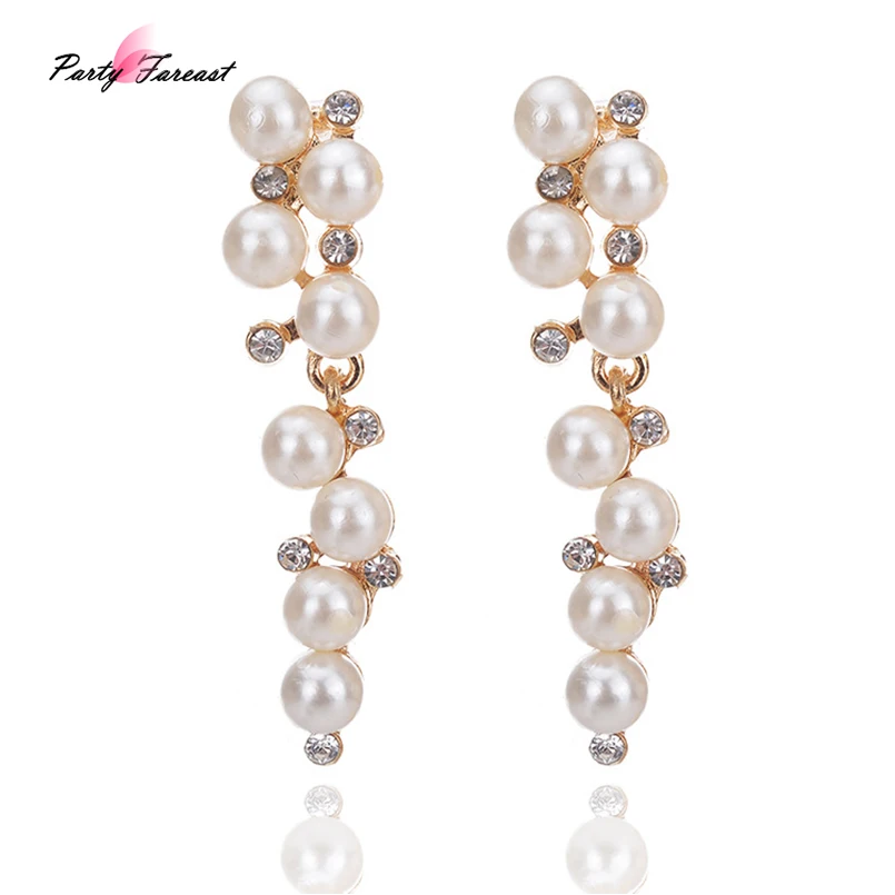 

Pearl Earrings Long Dangle Crystal Stud Earrings for Women Girls Brincos Wedding Party Bijoux Jewelry Pendientes Mujer Gifts
