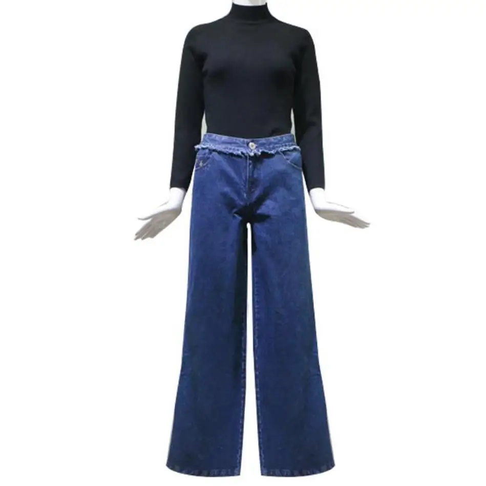 Осенние джинсы размера плюс 26-34! Женские Модные свободные джинсы с высокой талией - Цвет: blue