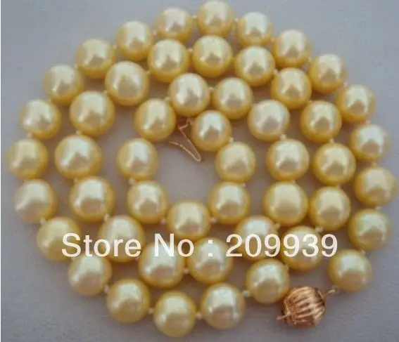 

free shipping 0011787 ELEGANT 9-10MMAUSTRALIAN SOUTH SEA NATURAL GOLD DROP PEARL NECKLACE