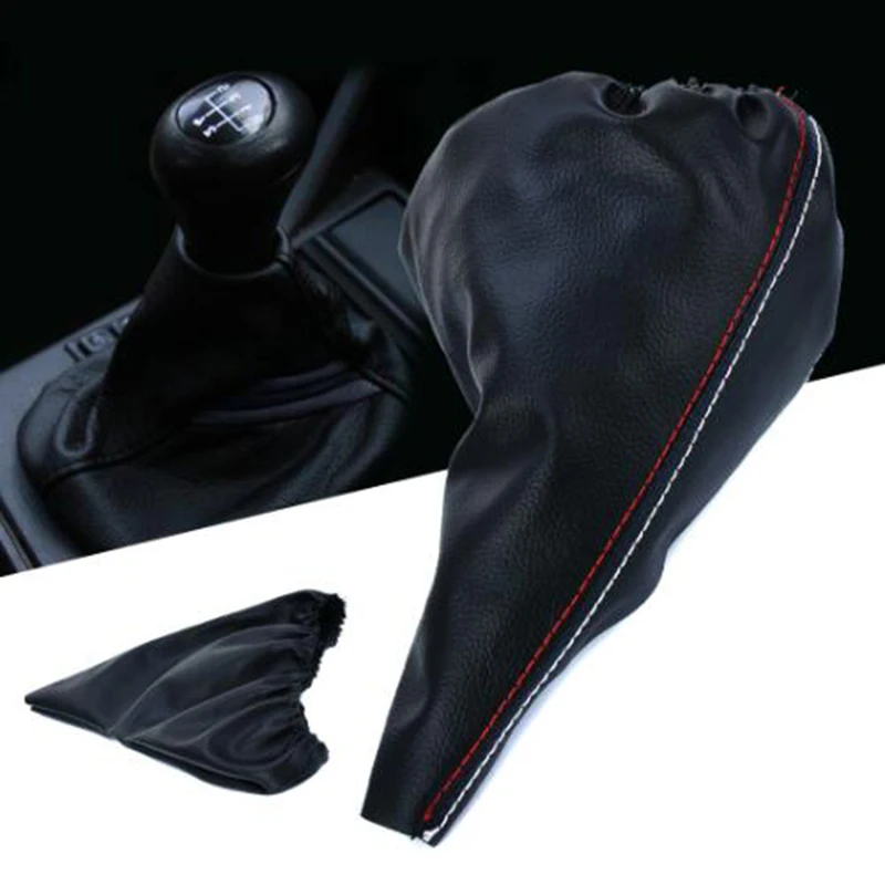 Black Color 200 x 160mm Black PU Leather Gear Shift Knob Shifter Boot Cover For BMW E30 E34 E36
