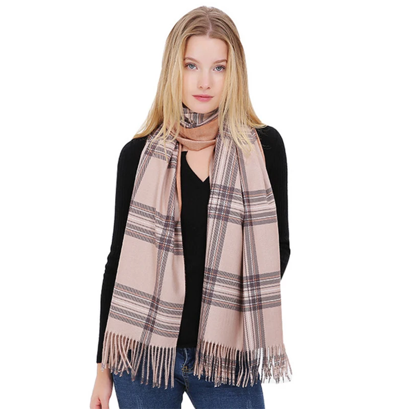 

Winter Brand Women's Cashmere Scarf Plaid Oversized Double Faced Multi Function Thicken Warm Cape Shawl Wrap Blanket