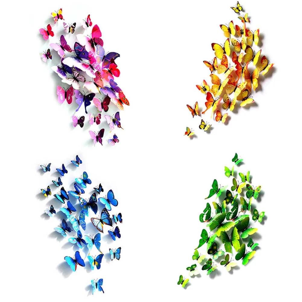 12Pcs/Set 3D Simulation Butterflies Wall Stickers Mix Sizes Kids Room Art Decal Decoration For Door Window Refrigerator WXV Sale 12Pcs/Set 3D Simulation Butterflies Wall Stickers Mix Sizes Kids Room Art Decal Decoration For Door Window Refrigerator WXV Sale