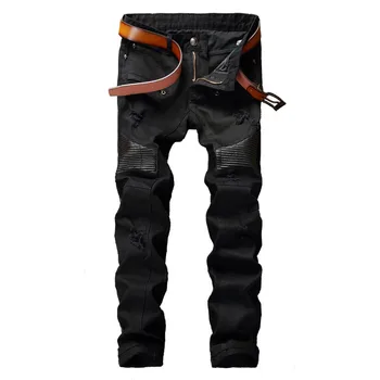 

2019 New Fashion Men's jeans Slim Color Matching Black jeans Men's Hip Hop Casual pants More Size 29-34 36 38