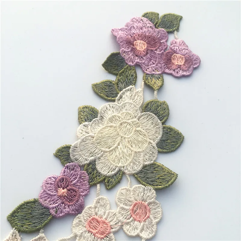 1PC Embroidered Floral Lace Neckline Neck Collar Trim Clothes Sewing Patch CL