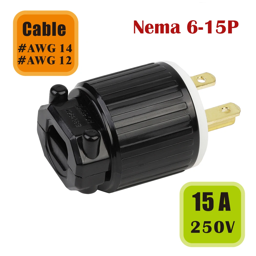 3 6-15 P стандарт США NEMA pin проводка самоштекер, NEMA 6-15 P штекер, 15A 250 В, американский стандарт промышленный штекер