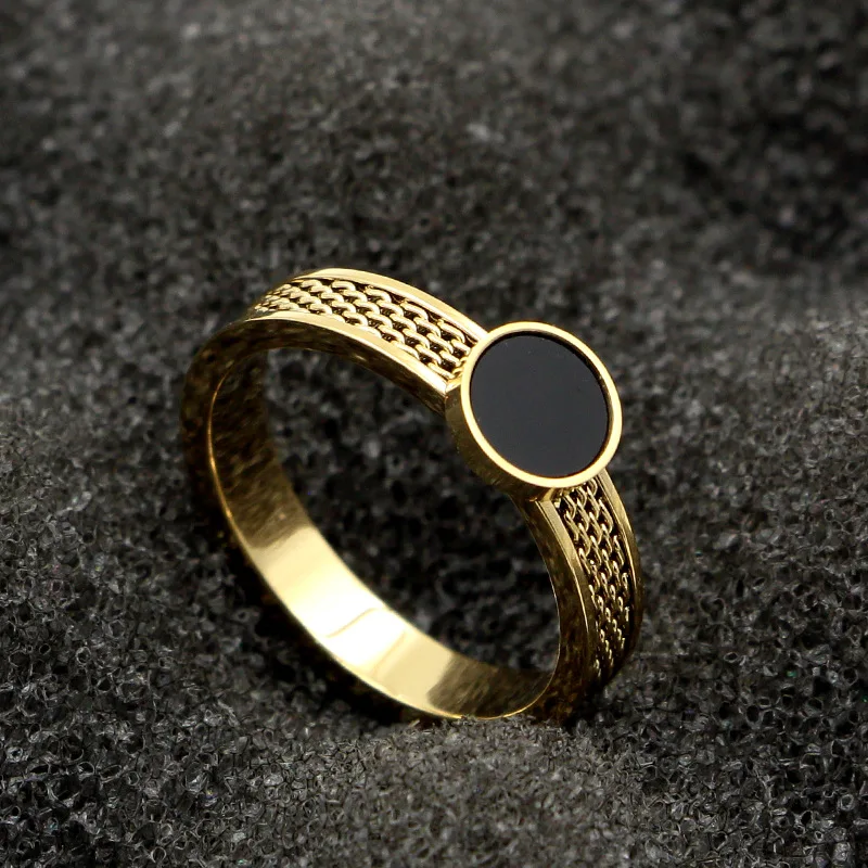 Модный бренд розовое золото цвет нержавеющая сталь черный круглый популярная любовь сетчатая цепочка кольцо для женщин вечерние подарок на свадьбу
