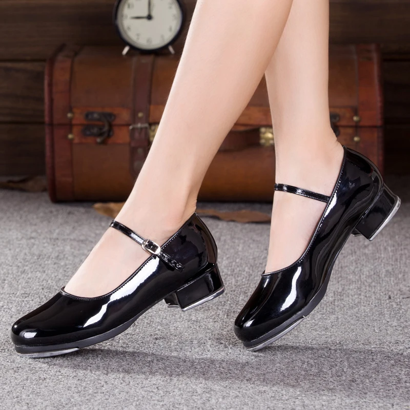 PU patent leather two point soles women dance shoes Tap sports shoes A