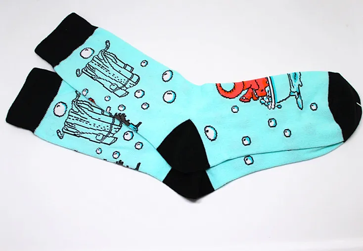 Cartoon Animal Fish Dog Zebra Shark Men Crew Socks Cotton Funny Streetwear Casual Fashion Happy Breathable Sock Winter Skarpetki