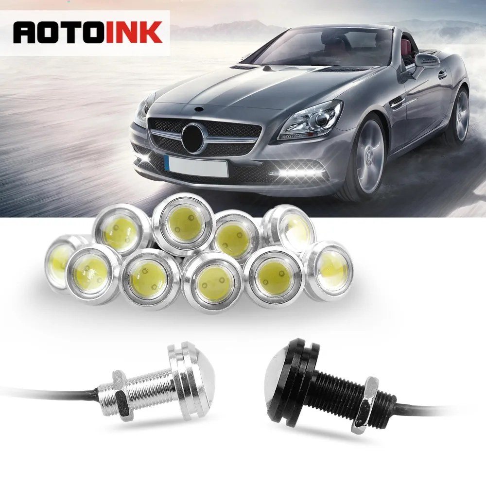 

AOTOINK 10pcs Eagle Eye LED Daytime Running Lights Source Backup Reversing Parking Signal Lamp Waterproof 18-23mm black/sliver