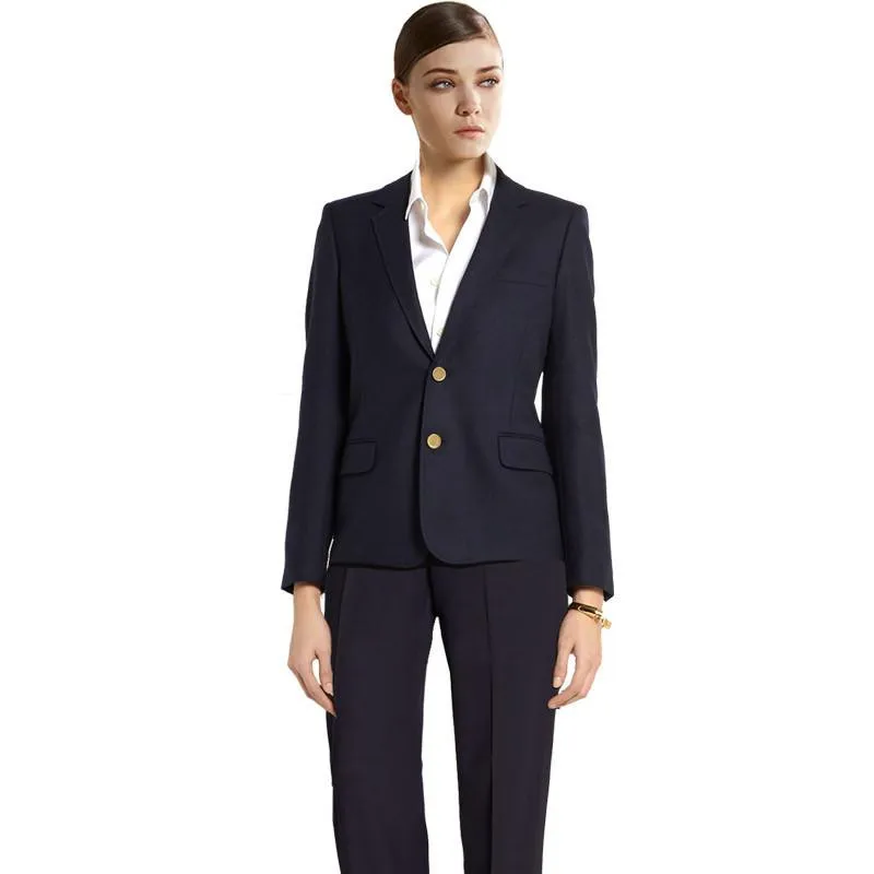 Custom Navy Blue Work Bussiness Formal Elegant Women Suit Set Blazers And Pants Office Suits Ladies Pants Suits Trouser Suits Custom Navy Blue Work Bussiness Formal Elegant Women Suit Set Blazers And Pants Office Suits Ladies Pants Suits Trouser Suits