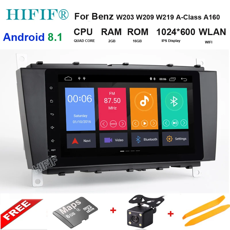 

2 Din 9'' IPS HD Quad Core Android 8.1 Car DVD Player GPS for Mercedes Benz W203 C180 C200 C220 C230 C240 C250 W209 2005-2006
