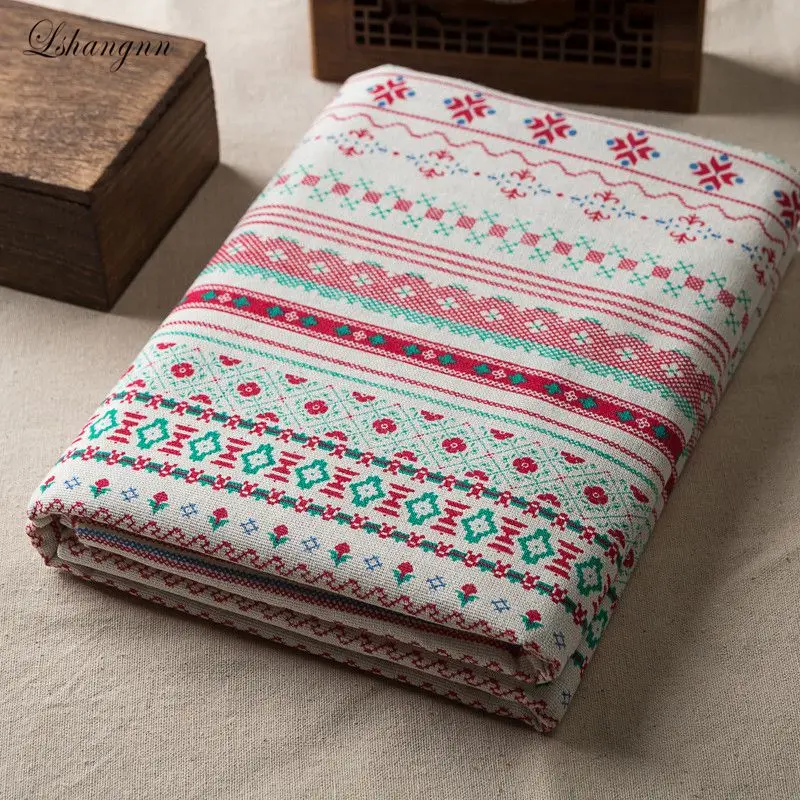 

2017New 50x150cm Christmas style geometry cotton linen Fabric Burlap for Sewing Textile Quilting DIY fabric sofa fabric curtain