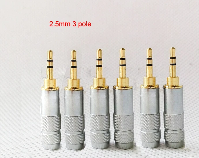 Metal Shell 2 5mm Jack Stereo Audiomale socket connector for 2 5mm 3 pole Male Headphones speaker Cable DIY 50pcs