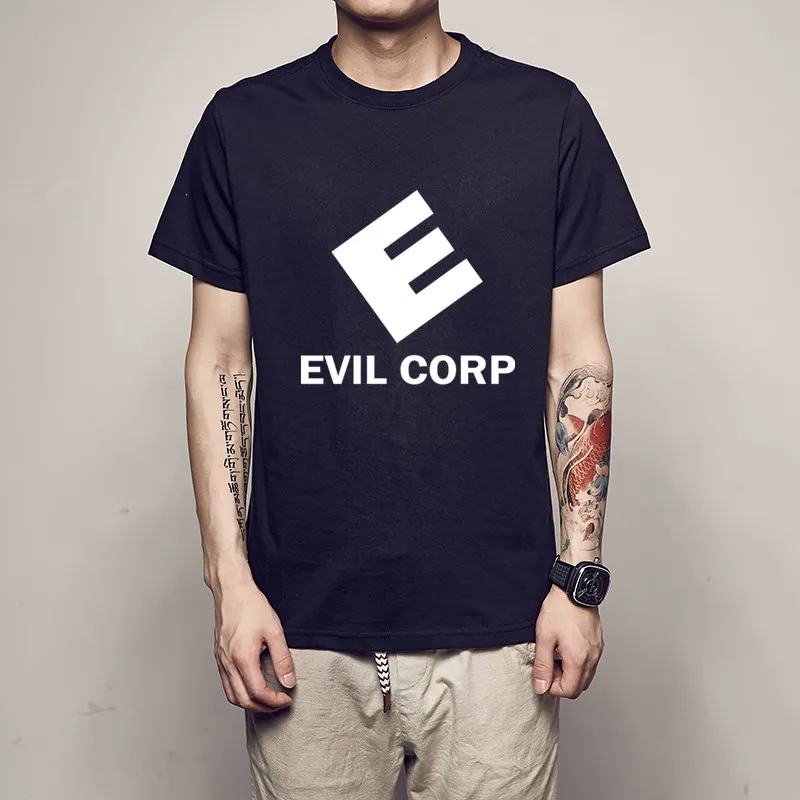 

Loose 100% Cotton Short Sleeve cool printed Mr. Robot EVIL CORP Mad Max Men Tshirt Mcasual street syle summer o-neck men T shirt