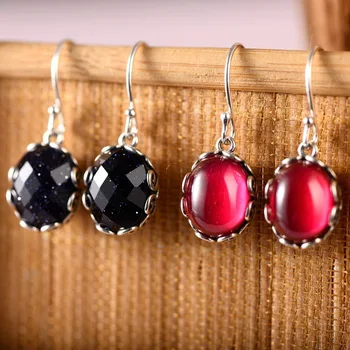 

national wind restoring ancient ways is the red corundum sand zijin serging earrings ms hollow-out decorative pattern