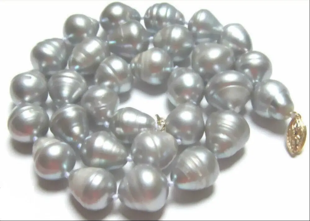 

ddh001482 HUGE ELEGANT 12-14 MM SOUTH SEA GENUINE SILVER GREY PEARL NECKLACE