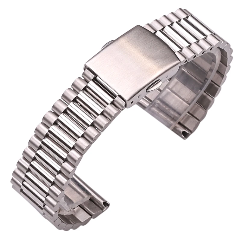 Stainless Steel Clock Bracelet Women Silver Gold Watchbands 12mm 14mm 16mm 18mm 20mm Metal Watch Strap Double Clasp