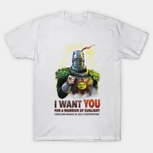 2017 New Men Brand I Want You For A Warrior Of Sunlight T-Shirt Gaming Dark Souls Arteries Praise The Sun T Shirt Cool Tops Tees