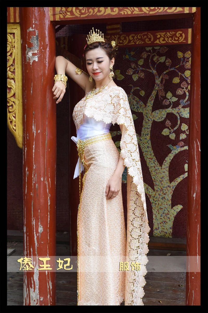 Dai принцесса тайское платье включает шарф традиционный стиль фотостудия наряд Свадьба брызги Таиланд королева фестиваль платье