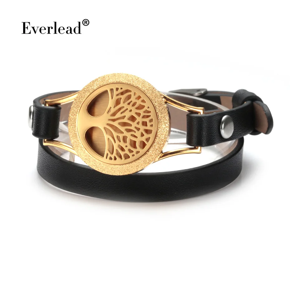 

EVERLEAD Wrap Bracelets for Women Gold color tree of life lucky leather bracelets aromatherapy perfume diffuser bangle jewelry