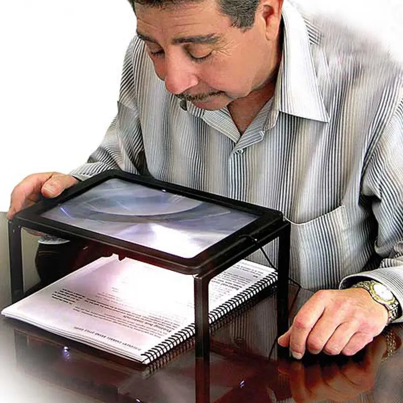 Large A4 Full Page Hands Free Magnifying Glass Sheet 4LED Magnifier W/ Neck Cord | Инструменты