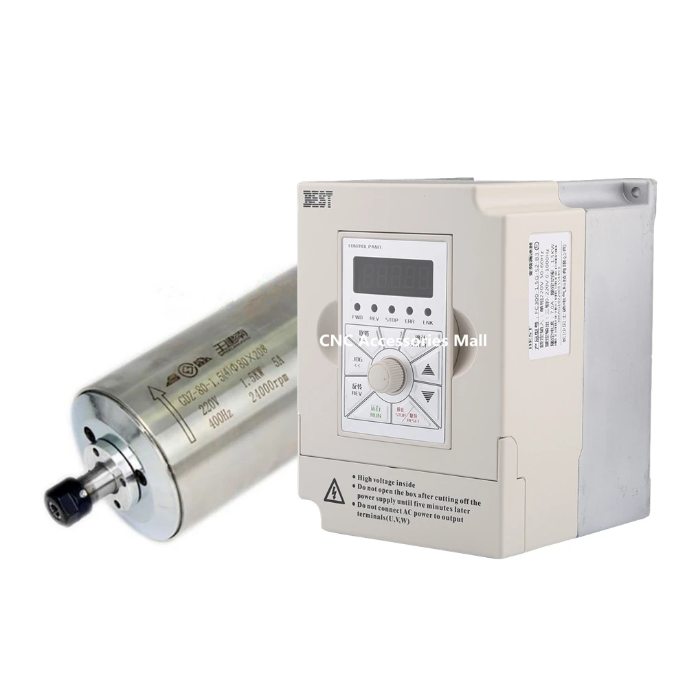 

1.5kw D80*208mm water cooled spindle motor ER11 AC220V & 1.5kw 220v BEST VFD Inverter Variable Frequency Drive