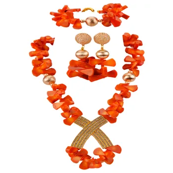 

Fashion Orange Coral Jewelry Set African Wedding Beads Coral Necklace Sets Bridal Jewelry Sets RCBS33