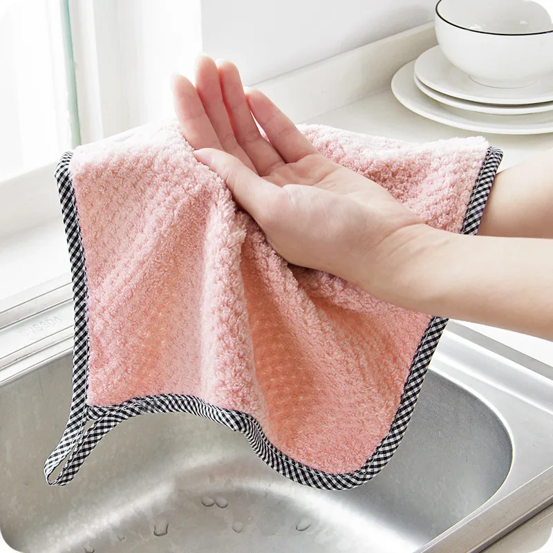 Comfortable Oily Decontamination Dishes Coral Fleece Hanging Type Lint