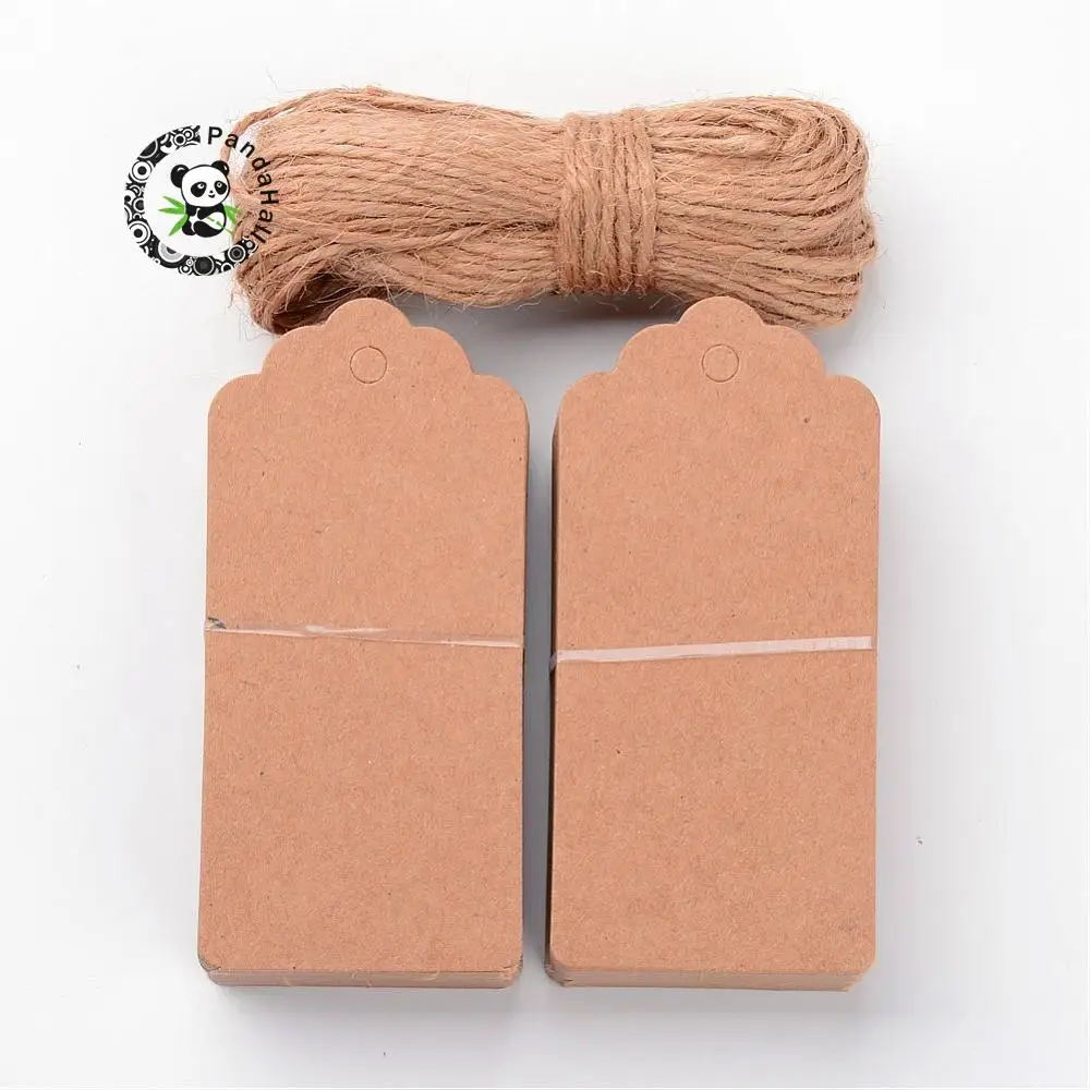 

Jewelry Display Paper Price Tags, with Hemp Yarn, Peru, 95x45x0.4mm, Hole: 5mm; 100pcs/set