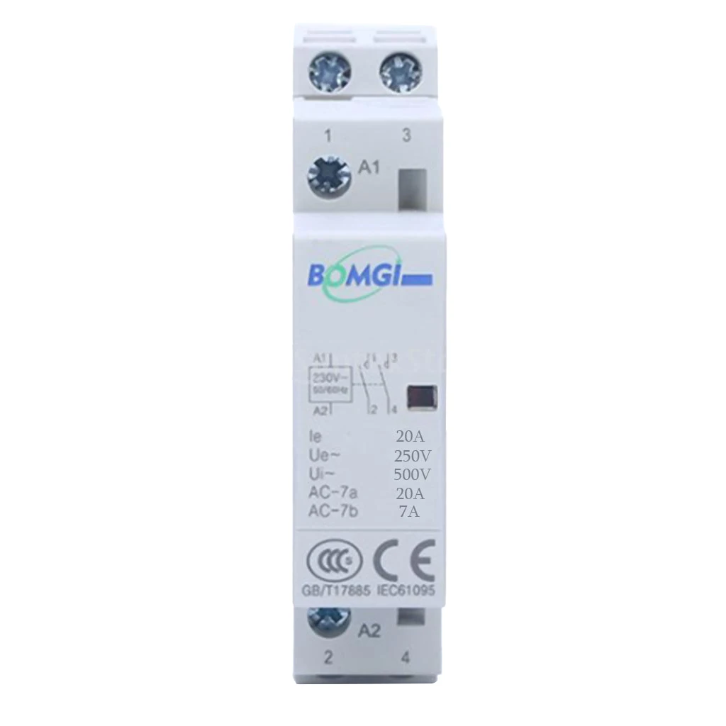 20 Amp, 2 Pole 2 Normally Open (NO) Contactor 20A AC, Coil 230V AC DIN Rail Mounted