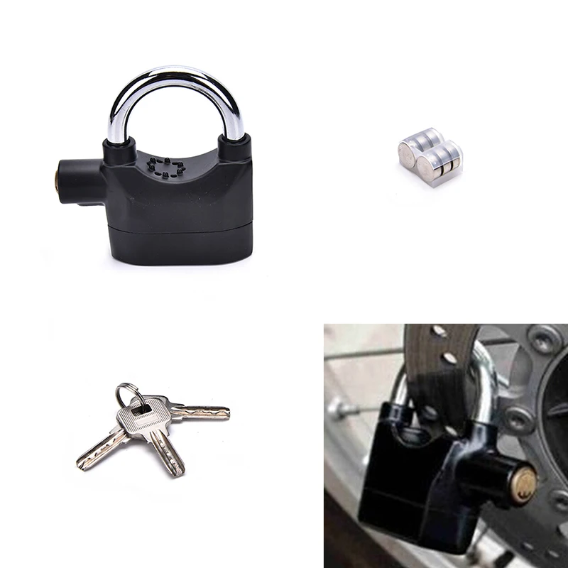 

1 Set Anti-theft Padlock Sound Alarm Lock Security With Key for Motorcycle Bike Garage Drop shipping