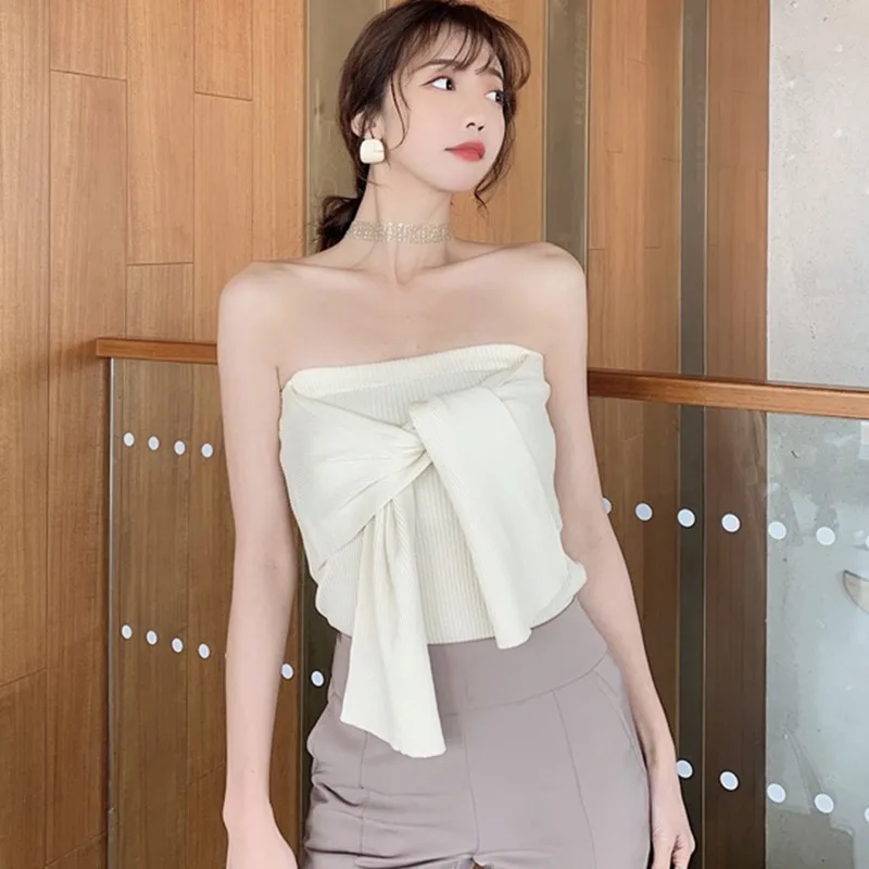 

Womens Fashion Solid Color Lace Up Elastic Top Sexy Sleeveless Stretch Knitted Tank Top Women Summer Skinny Tops Camis 2019