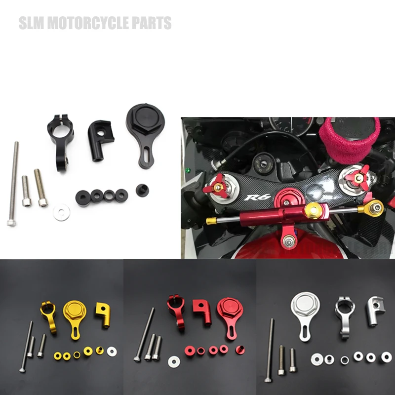 

Motorcycle CNC Damper Steering StabilizerLinear Reversed Safety Control with Bracket For YAMAHA YZF R6 2006-2016 R1 2009-2012