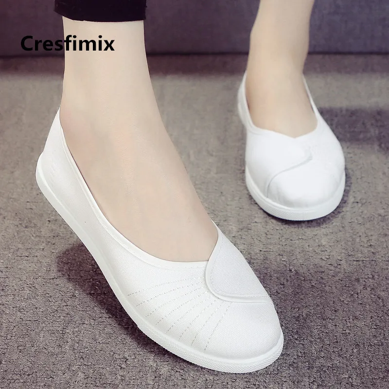 

Cresfimix zapatos de mujer women high quality nurse work flat shoes lady cool white flats female comfortable soft shoes a397